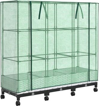 vidaXL Maceta De Jard&iacute;n Con Cubierta De Invernadero Y Ruedas 3 Uds. Pp Vidaxl