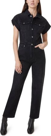 Habitual Rolled Sleeve Denim Jumpsuit In Black