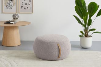 s.Oliver Hocker », moderner Designhocker mit Lederriemen, handgefertigt, softes Design« hochwertig, zum Wohlfühlen in Luxus-Microfaser/Struktur oder in Bouclé