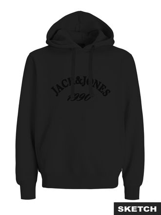Jack & Jones Kapuzensweatshirt JACK & JONES JORBLEECKER BRANDING SWEAT HOOD BF, Herren, Gr. XS, schwarz detail:jj, angeraute Sweatware, Obermaterial: 70% Baumwolle