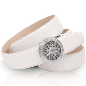 Anthoni Crown Lederg&uuml;rtel ANTHONI CROWN, Damen, Gr. 100, weiss (wei&szlig;), Leder, unifarben, G&uuml;rtel Lederg&uuml;rtel, mit Automatik-Schliesse