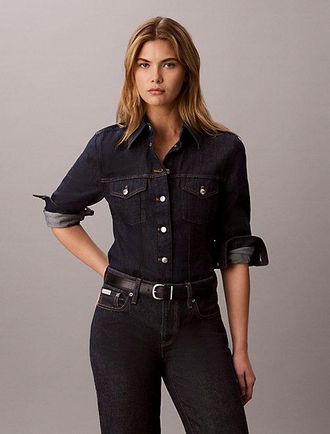 Calvin Klein Camisa Denim Cl&aacute;sica Estilo Camionero