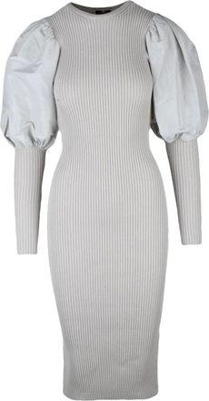 Elisabetta Franchi Kleedjes, Dames, Grijs, S, Polyester, Lange gebreide jurk