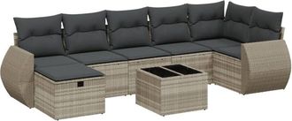 vidaXL Vidaxl - Set De Sof&aacute;s De Jard&iacute;n 8 Pzas Y Cojines Rat&aacute;n Sint&eacute;tico Gris