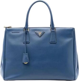 Prada Pre-owned Tote Bags, female, Blue, Size: ONE SIZE Pre-owned Saffiano Tote Bag