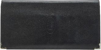 Cartier Black Leather Long Bill Wallet (Bi-Fold) (Pre-Owned)