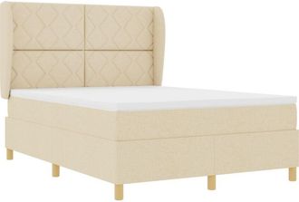 vidaXL Box Spring Bed with Mattress Dark Grey 90x190 cm Fabric Cream vidaXL