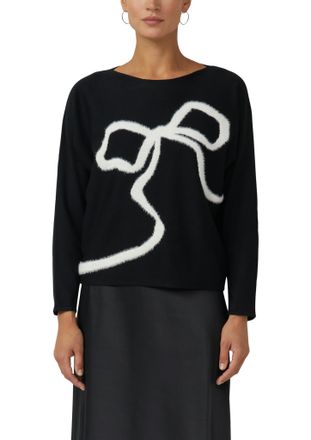 s.Oliver Black Label Strickpullover S.OLIVER BLACK LABEL, Damen, Gr. 34, schwarz, Strick, Obermaterial: 65% Viskose, 25% Polyester, 10% Polyamid, Intarsienmuster, relaxed 