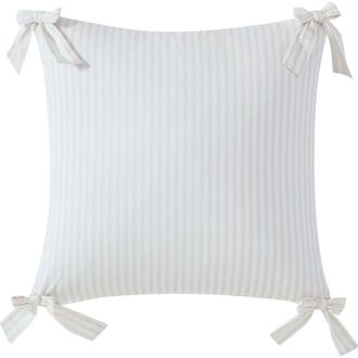 Peri Home Pinstripe Bow Accent Pillow in Taupe at Nordstrom