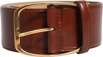 Dolce & Gabbana Womens Brown Calfskin Leather Gold Metal Buckle Belt Calf