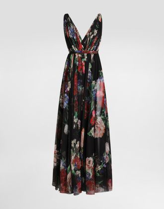 Dolce & Gabbana Long Floral-print Chiffon Dress - Woman Print 42