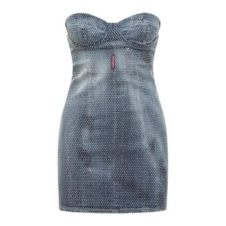 Dsquared2 Short Dresses, female, Blue, Size: S Studded Denim Mini Dress