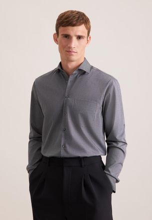 Seidensticker Businesshemd SEIDENSTICKER Schwarze Rose, Herren, Gr. XXL (46), normale &Auml;rmell&auml;ngen, grau, 100% Baumwolle, unifarben, regular fit, 2-Knopf-Manschette,