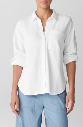 Eileen Fisher Classic Collar Organic Cotton Shirt in White at Nordstrom Rack, Size X-Large