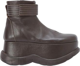 Sunnei Boots - Dames - Enkellaarsjes - Bruin - 37 EU - Leer - Schoenen
