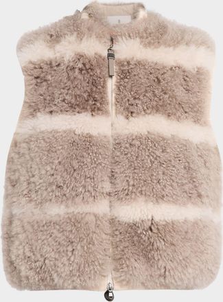 Brunello Cucinelli Striped Cashmere Goat Shearling Vest