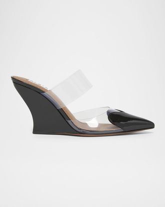 Alaia 90mm Coeur Heart Clear Wedge Mules