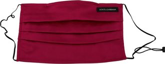 Dolce & Gabbana Womens Maroon Silk Pleated Elastic Ear Strap One Size Face Mask Accessory