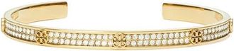 Tory Burch Icon Pavé Cuff in Tory Gold /Crystal at Nordstrom, Size Medium