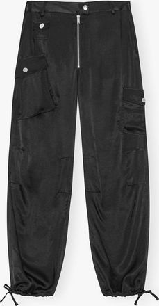 Ganni Black Cargo Trousers in - Size 32 Viscose
