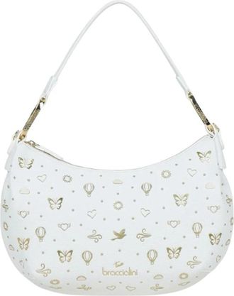 Braccialini Beth Strass Schoudertas - Dames - Schoudertassen - Wit - ONE Size - Wol - Tassen