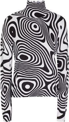 8 by YOOX ORGANIC COTTON PRINTED MOCK NECK KNITTED SWEATER