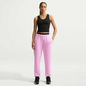 Nike Womens Studio Fleece Sport Dri-FIT Mid-Rise Pants in Pink | IO0435-621