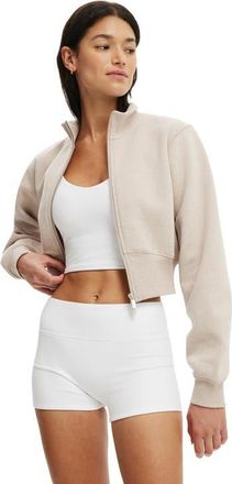 Cotton On Womens Active Plush Fitted Zip Through in Sesame Marle at Nordstrom, Size X-Small
