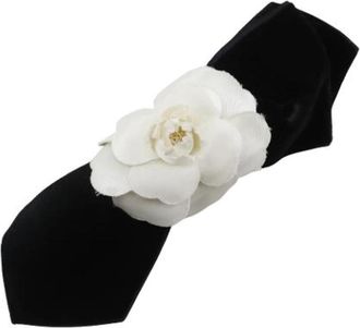 Chanel Pre-owned Camelia Lint Fluweel Haarspeld - Dames - Vintage Accessoires - Zwart - ONE Size - Vintage