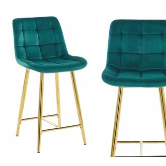 OEM Taburete De Terciopelo Verde H1-fx (estructura Dorada)