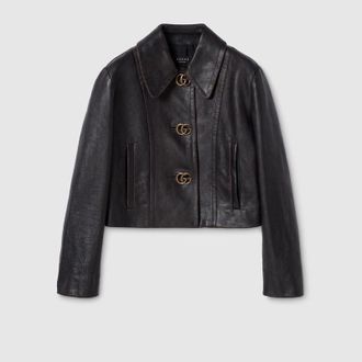 Gucci Leather With Aged Effect Jacket, Black, Ready-to-wear