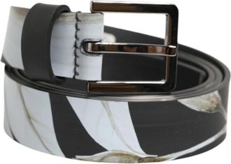 Dolce & Gabbana Bloemen PVC Heren Riem Zilveren Gesp - Heren - Riemen - Veelkleurig - ONE Size - Leer - Accessoires