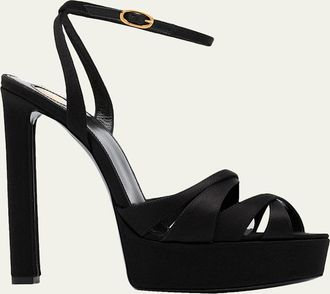 Saint Laurent 110mm Chandelle Satin Platform Sandals