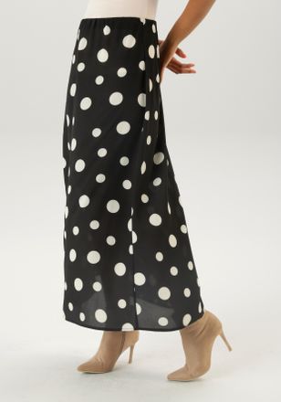 Aniston Maxirock ANISTON SELECTED, Damen, Gr. 34, schwarz-weiss (schwarz, sanftes wei&szlig;), Web, Obermaterial: 98% Polyester, 2% Elasthan, bedruckt, gemustert, f