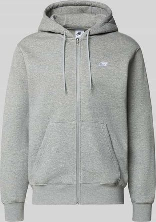 Nike Sweatjacke mit Label-Stitching und K&auml;nguru-Tasche in Hellgrau, Gr&ouml;&szlig;e XXL