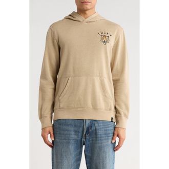 Lucky Brand Logo Washed Fleece Graphic Hoodie in Silver Mink at Nordstrom Rack, Size Xx-Large