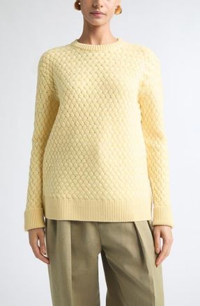 Bottega Veneta Wool Intrecciato Crewneck Sweater in 2998 Buff at Nordstrom, Size X-Large