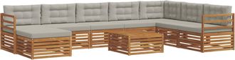 vidaXL Conjunto De Sof&aacute;s De Exterior 9 Uds. Gris Natural Y Claro Vidaxl