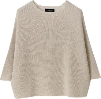 Fabiana Filippi Stijlvolle Gebreide Trui - Dames - Ronde hals truien - Beige - M - Wol - Truien & Vesten