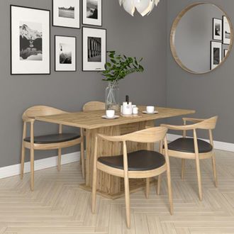 Dmora Mesa Fija Litenane, 6 Plazas, Rectangular, Estructura Color Roble Nudos, 120x80x74h Cm Marr&oacute;n Roble Nudos
