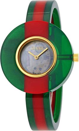 Gucci Vintage Web Quartz Cream Mother of Pearl Dial Ladies Watch YA143403