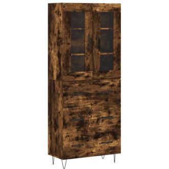 vidaXL Highboard Smoked Oak 69.5x34x180 cm Engineered Wood vidaXL