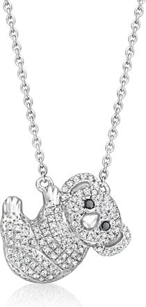 Ross-Simons Black and White Diamond Koala Necklace in Sterling Silver