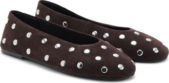 Mango Savoir Studded Mesh Flat in Chocolate at Nordstrom, Size 6.5Us