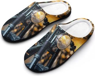 Generic Vintage Motorcycle Cotton Slippers for Women Indoor Outdoor Slipper Slip-On Memory Foam Home Shoes