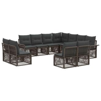 vidaXL Conjunto De Sof&aacute;s De Jard&iacute;n 11 Pcs Gris Rat&aacute;n Sint&eacute;tico Vidaxl