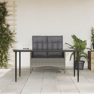 vidaXL Juego De Comedor Jard&iacute;n 2 Pzas Con Cojines Rat&aacute;n Sint&eacute;tico Gris Vidaxl
