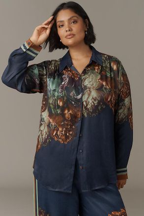 Conditions Apply Blooming Long-Sleeve Collared Blouse