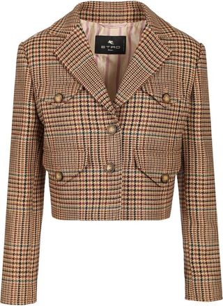 Etro Cropped wollen blazer - Dames - Blazers - Veelkleurig - S - Wol - Jassen