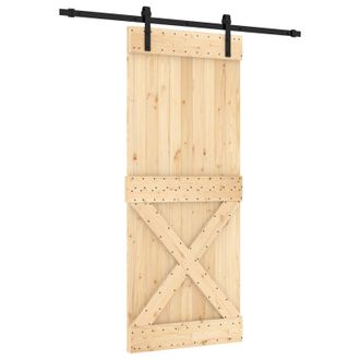 vidaXL Puerta Corredera Natural Y Negro 85 X 210 Cm Vidaxl
